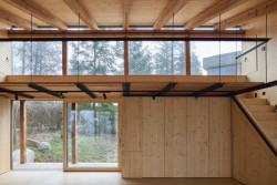 Dům má ocelovou konstrukci a opláštěný je dřevem, (Dům Medník, päivä architekti)