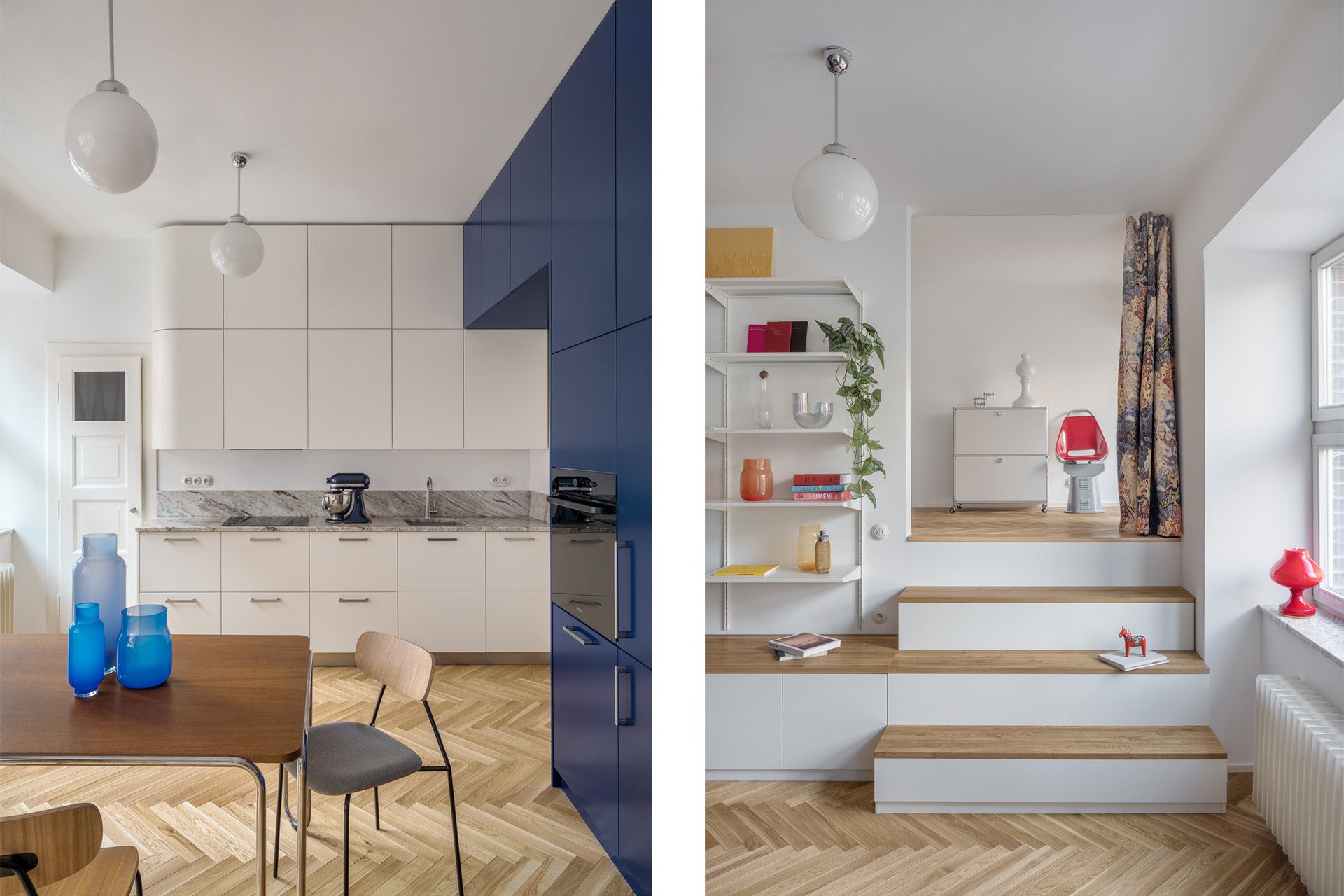 Byt mezi Žižkovem a Vinohrady si architekti navrhli sami pro sebe. (Rekonstrukce bytu Žižkov, NOMAARCH)