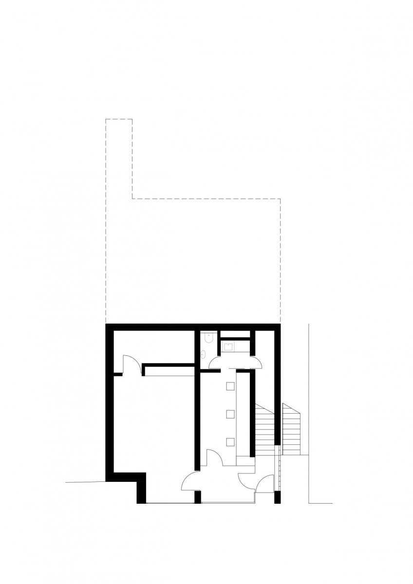 Rodinný dům v údolí Dyje, Kuba & Pilař architekti, půdorys 1NP