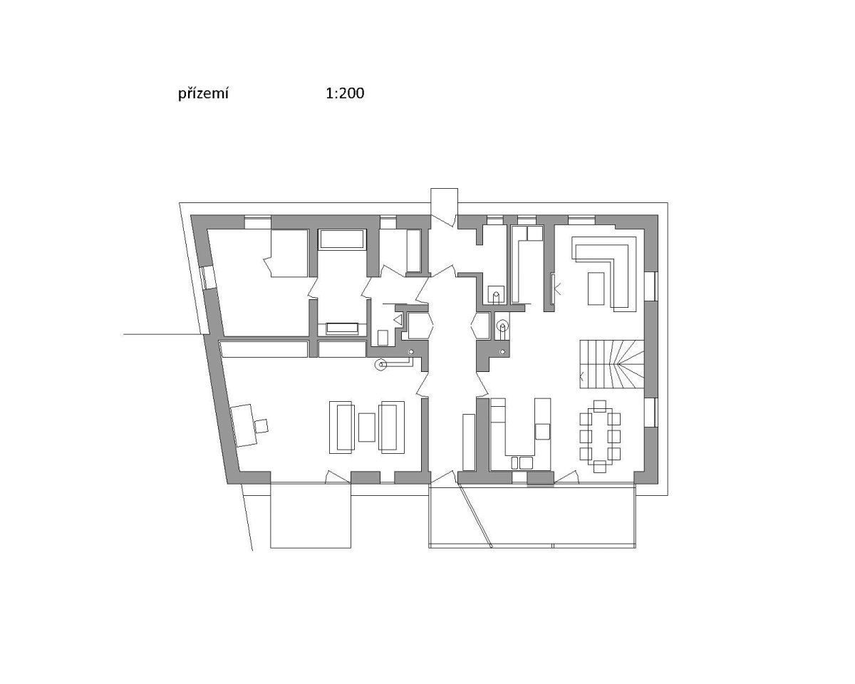 Usedlost v Jižních Čechách, NEW HOW architekti, půdorys 1PP