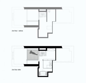 Vršovické podkroví, půdorys, Mooza architecture / Klára Kuncová (Císařovská)