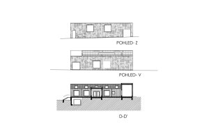 Obecní dům a radnice v Ďáblicích, východní a západní pohled, A.LT Architekti