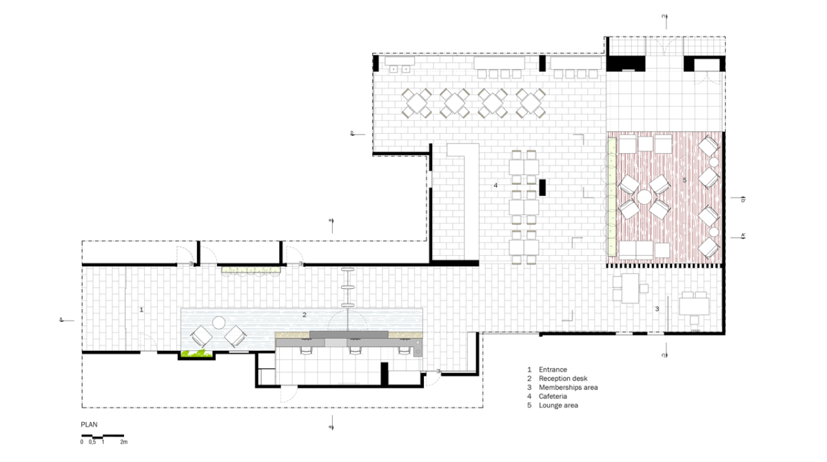 Estúdio AMATAM, TONIK Health Club Social Areas Refurbishment, půdorys - foto