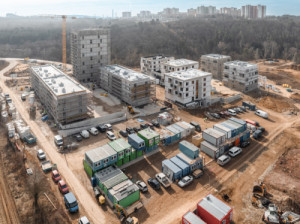 Výstavba bytových domů v Brně, kde byly využity systémy společnosti Xella – vápenopískové tvárnice Silka, pórobetonové tvárnice Ytong a tepelněizolační desky Multipor. (Čtvrť Pod Hády)