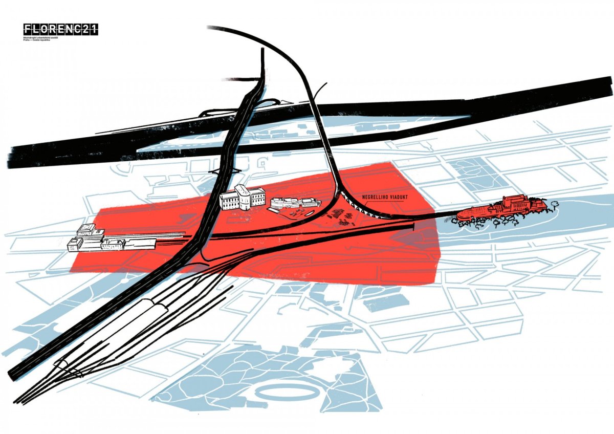 Florenc 21, ilustrační mapa.