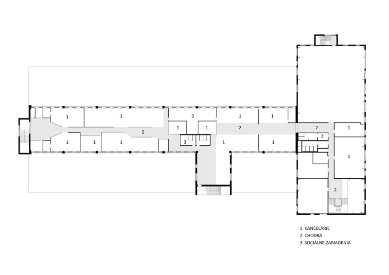 Compass Architekti, Administratívno skladový areál Sliačska, půdorys 3. NP – foto