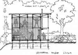 Rekonstrukce chaty YELLOW HUT, ARCHWERK / Hana Procházková, Martin Kloda, Petr Tůma, řez