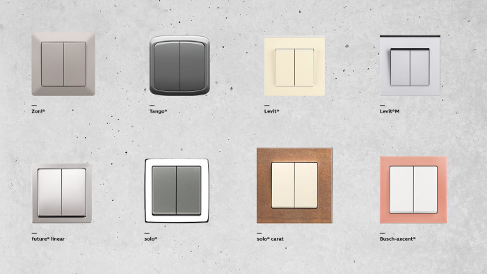 Bluetooth Low  Energy vypínače jsou k dispozici v 8 designových řadách.