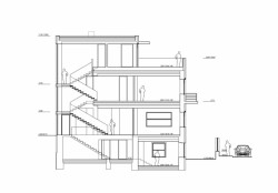 Rekonstrukce vily Oldřicha Starého, řez AA, JRA Jaroušek Rochová Architekti