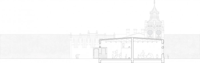 Projekt na obnovu bývalých jatek pro PLATO, půdorys první sekce