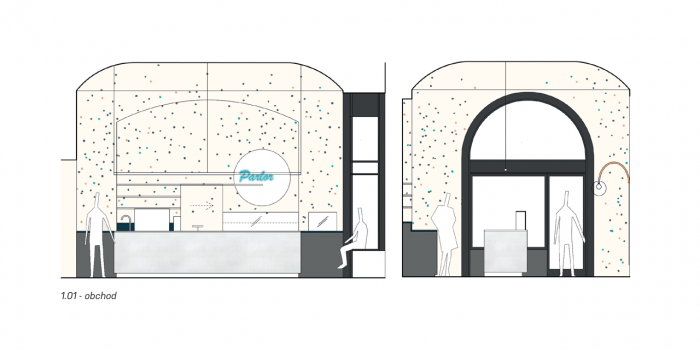 Lenka Míková Architect / Architektonické studio Markéta Bromová, Parlor Café, pohledy do hlavních prostor, obchod – foto