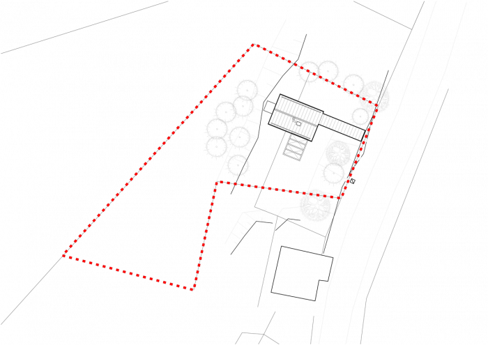 majo architekti, Chata s lávkou, situace – foto