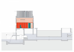 Johansen Skovsted Arkitekter, přečerpávací stanice na řece Skjern, průřez severní stanicí