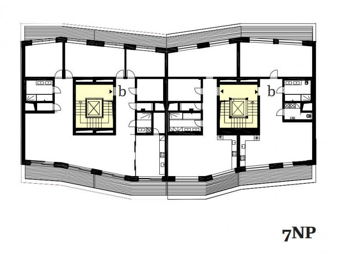 Bytový dům Sámova, Znamení čtyř - architekti, půdorys 7NP