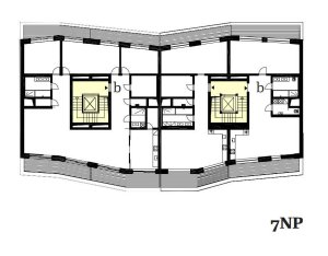 Bytový dům Sámova, Znamení čtyř - architekti, půdorys 7NP
