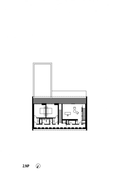 Vila Průhonice, půdorys 2NP, Aulík Fišer architekti