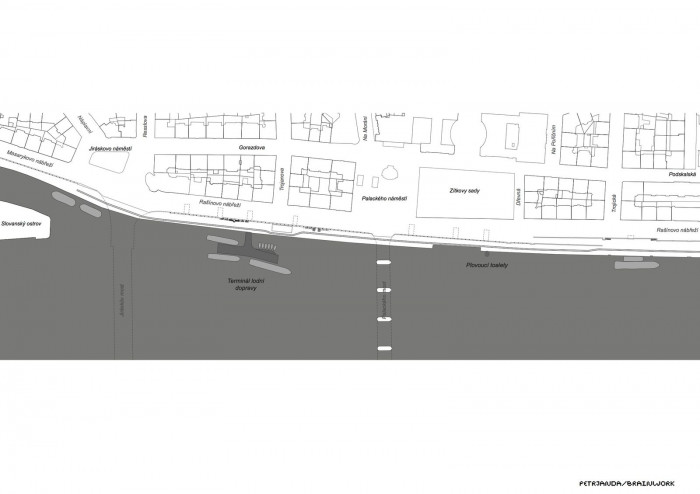 Plovoucí lázně na Rašínově nábřeží, situace, Petr Janda/Brainwork