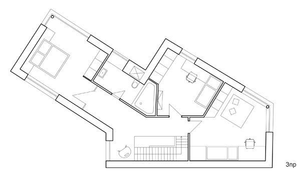 Dům pro bráchu, půdorys 3NP, Ateliér 111 architekti