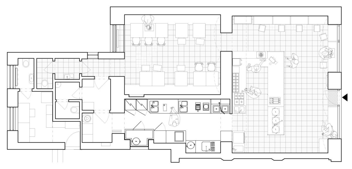 Půdorys (Bistro Ramencraft v Praze, SAO Architekti)
