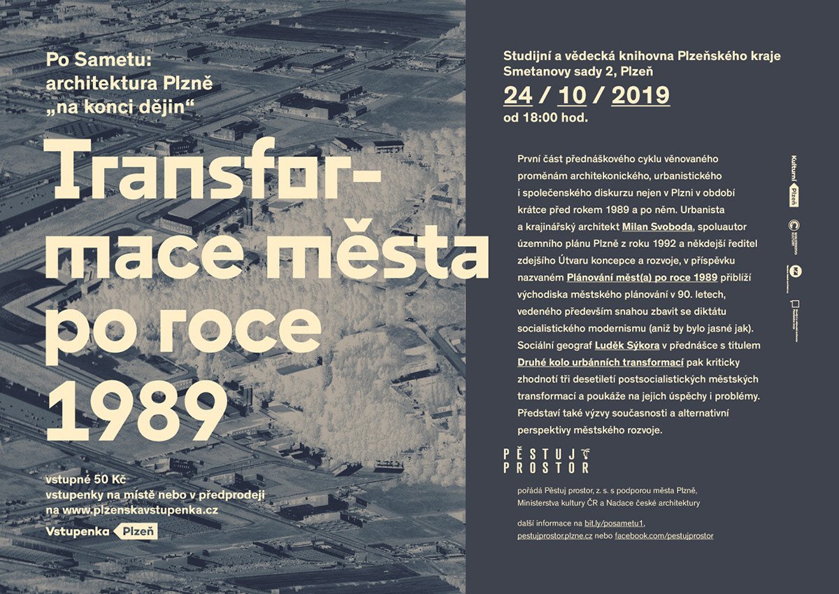 Transformace města po roce 1989, leták k přednášce.