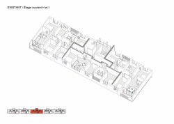 Půdorys bytů v domech před rekonstrukcí.