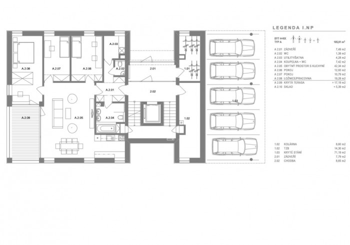 BD Krásnopolská, půdorys 1NP, ATELIER 38