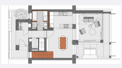 Rodinný dům na Spořilově, 1NP, BARAAK Architekti, zdroj : autorská zpráva