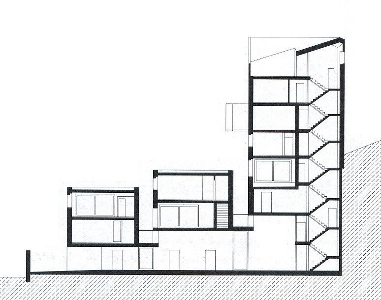 Bytový komplex v Samedanu, Mierta & Kurt Lazzarini Architekten, řez