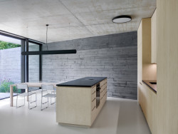 Kuchyň s vestavěným nábytkem z březové dýhy (Vila Troja, Stempel & Tesar architekti)