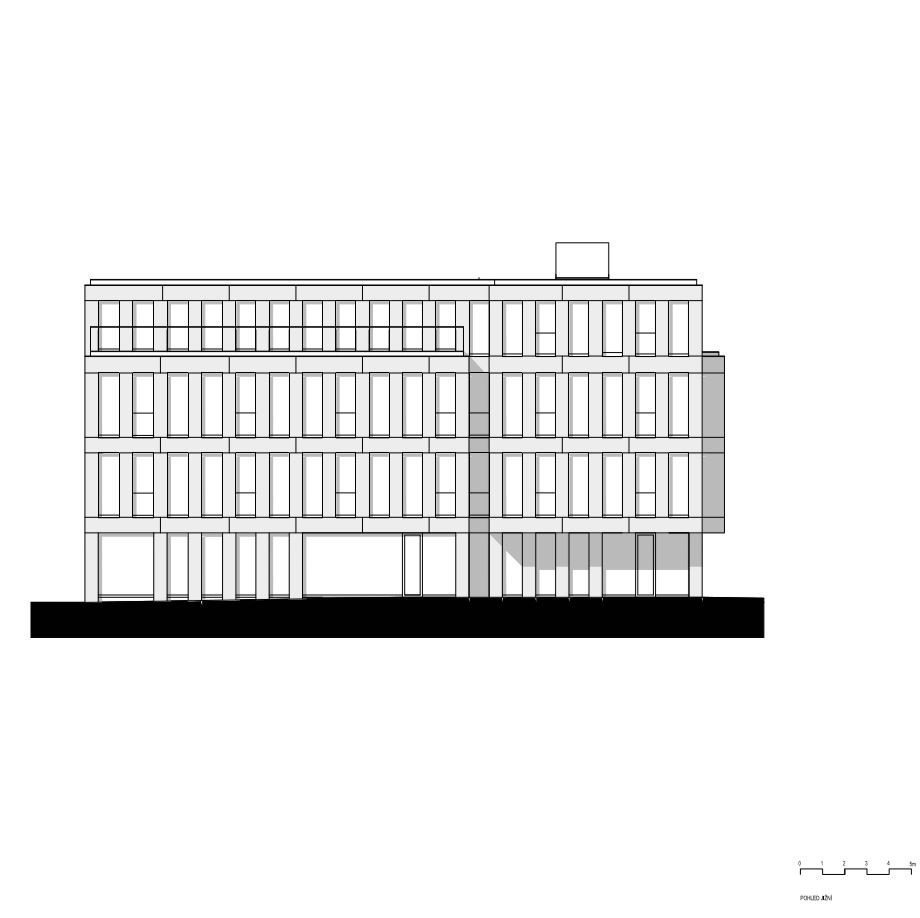 Polyfunkční dům Kvítková, jižní pohled, Chládek architekti
