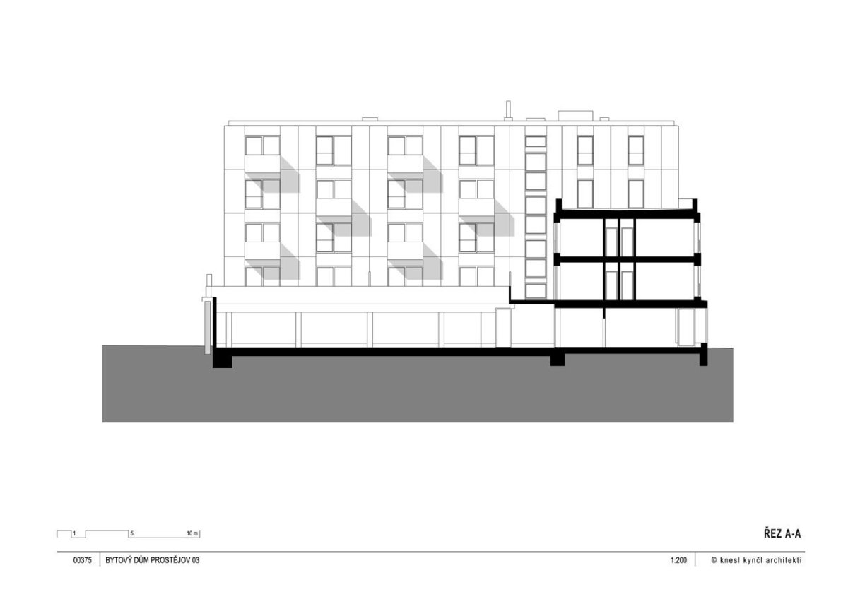 Bytový dům Prostějov, knesl kynčl architekti - řez A