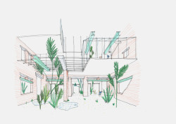 Přestavba psychiatrické léčebny PC Carritas v Belgii, Architecten de vylder vinck taillieu, skica