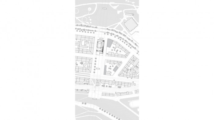 Komunitní sportovní centrum pod Nuselským mostem, situace, Kristýna Vyslychová