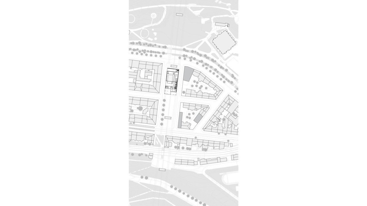 Komunitní sportovní centrum pod Nuselským mostem, situace, Kristýna Vyslychová