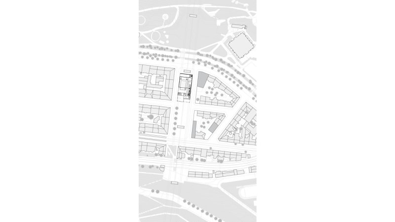 Komunitní sportovní centrum pod Nuselským mostem, situace, Kristýna Vyslychová