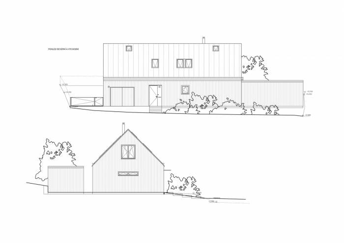 Architektonické studio Markéta Bromová, Rodinný dům Jiřetín pod Jedlovou, pohled J a Z – foto