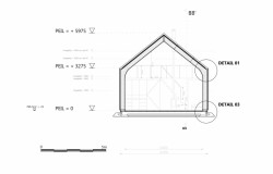 Indigo House – ateliér sochařky, woonpioniers, řez příčný