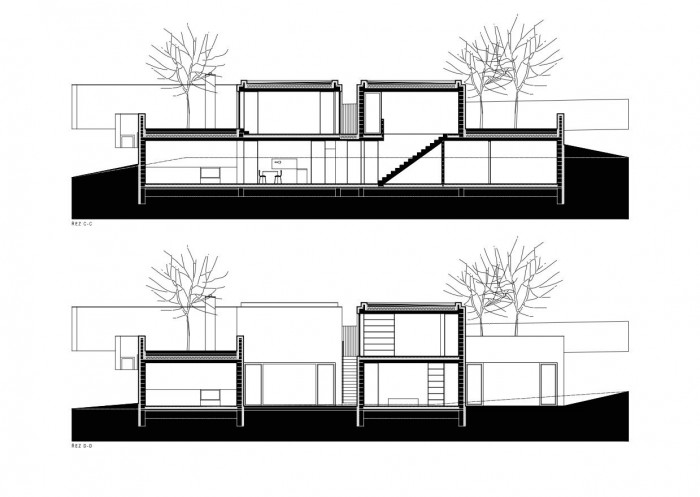Rodinný dům Přílepy, řezy, Chládek architekti