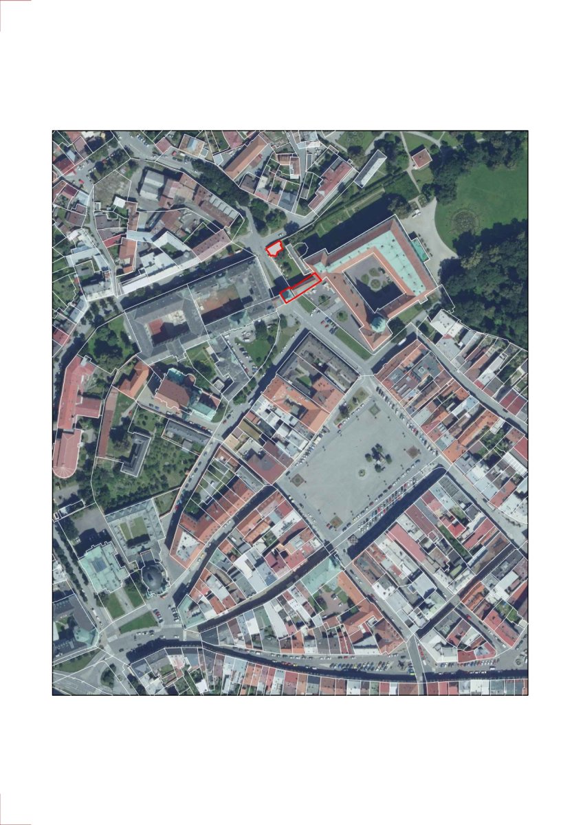 Situace (Vstupní objekt do zámeckých sklepů s trafostanicí v Kroměříži od Atelier Štěpán)