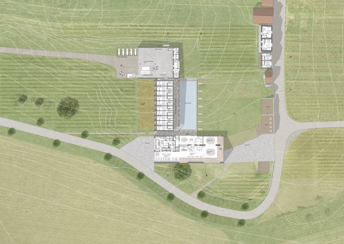 Vinařství Mikrosvín, FAM Architekti, půdorys patra.