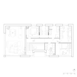 Půdorys 2. nadzemní podlaží (Industriální přestavba rodinného domu; Atel!er)