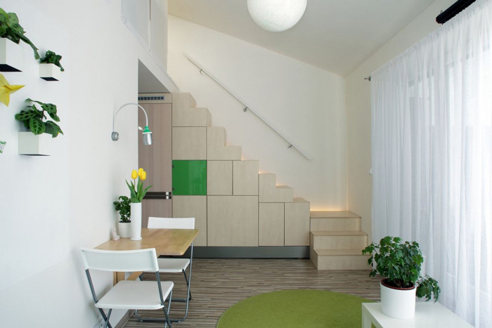 Mooza architecture, Interiér mezonetového bytu v Holešovicích - foto