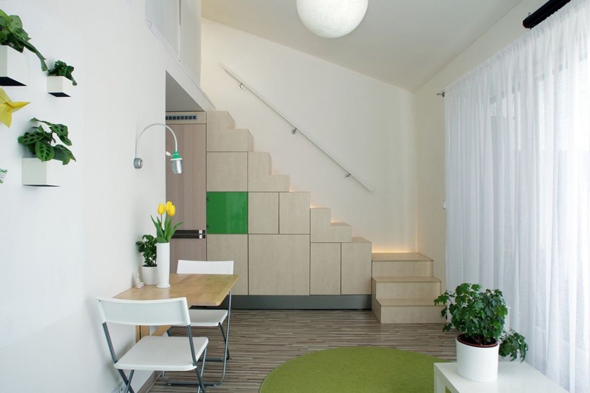 Mooza architecture, Interiér mezonetového bytu v Holešovicích - foto