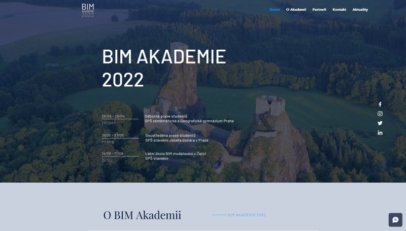 Hlavní stránka webu BIM akademie (www.BIMakademie.cz)