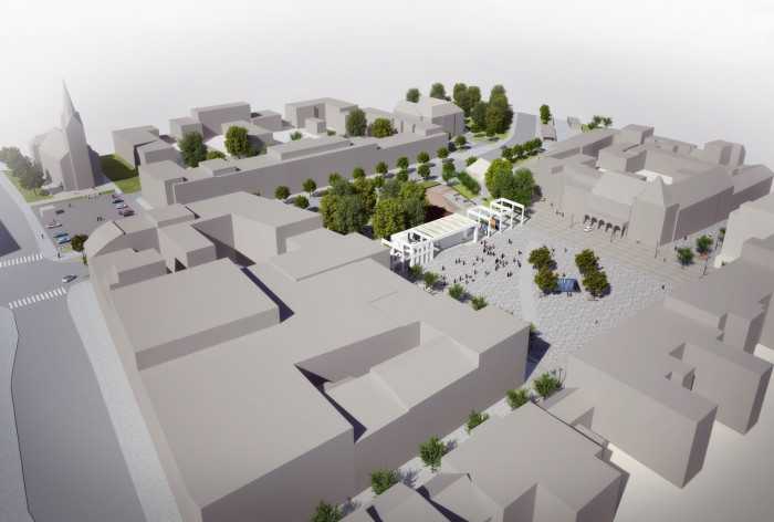 Revitalizace Náměstí Míru ve Zlíně, axonometrie, P.P. Architects