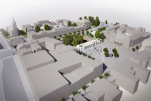 Revitalizace Náměstí Míru ve Zlíně, axonometrie, P.P. Architects