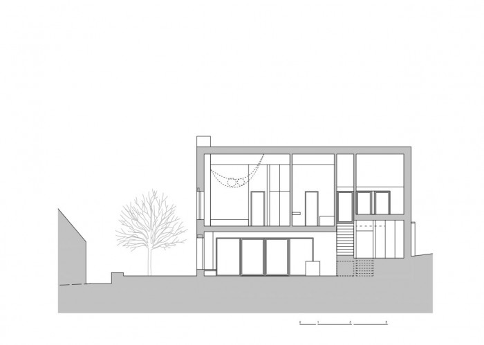 Rodinný dům v Zámecká ulici, řez, Mimosa architekti