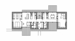stempel & tesar architekti, Rodinný dvojdům v Českém ráji, půdorys 1. NP – foto
