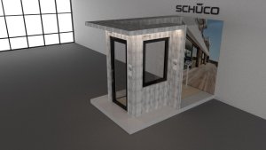 Vizualizace stánku Schüco v centru Kaštanová -