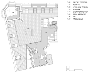 Uhlík architekti, Činžovní dům Letná, půdorys 7. NP – foto